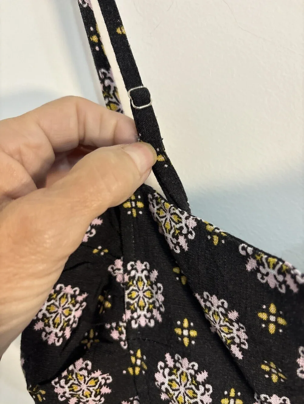 Free People Black Floral Bodycon Mini Dress with Spaghetti Straps NWT